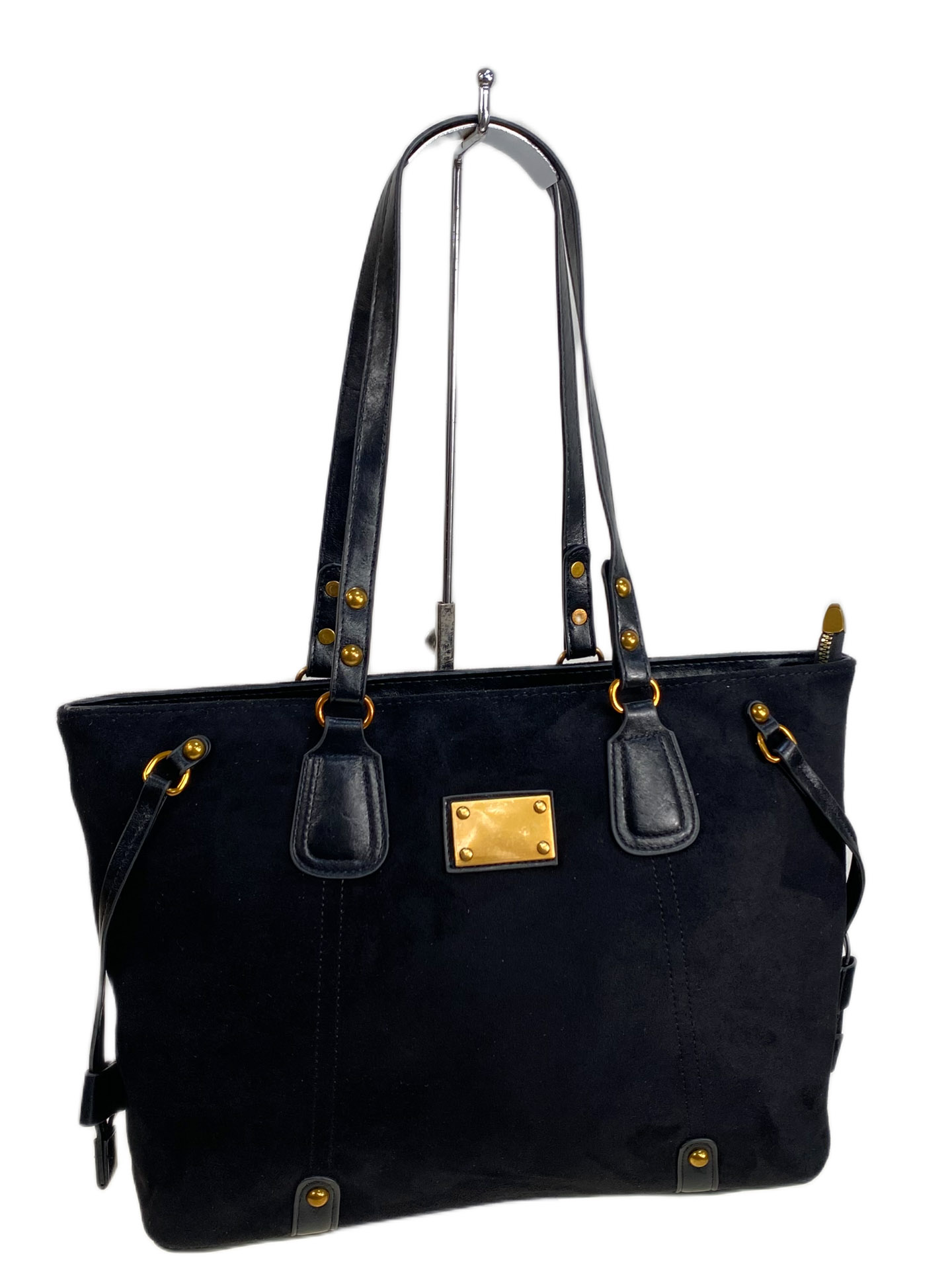 На фото 1 - Женская сумка из искусственной замши, цвет черный