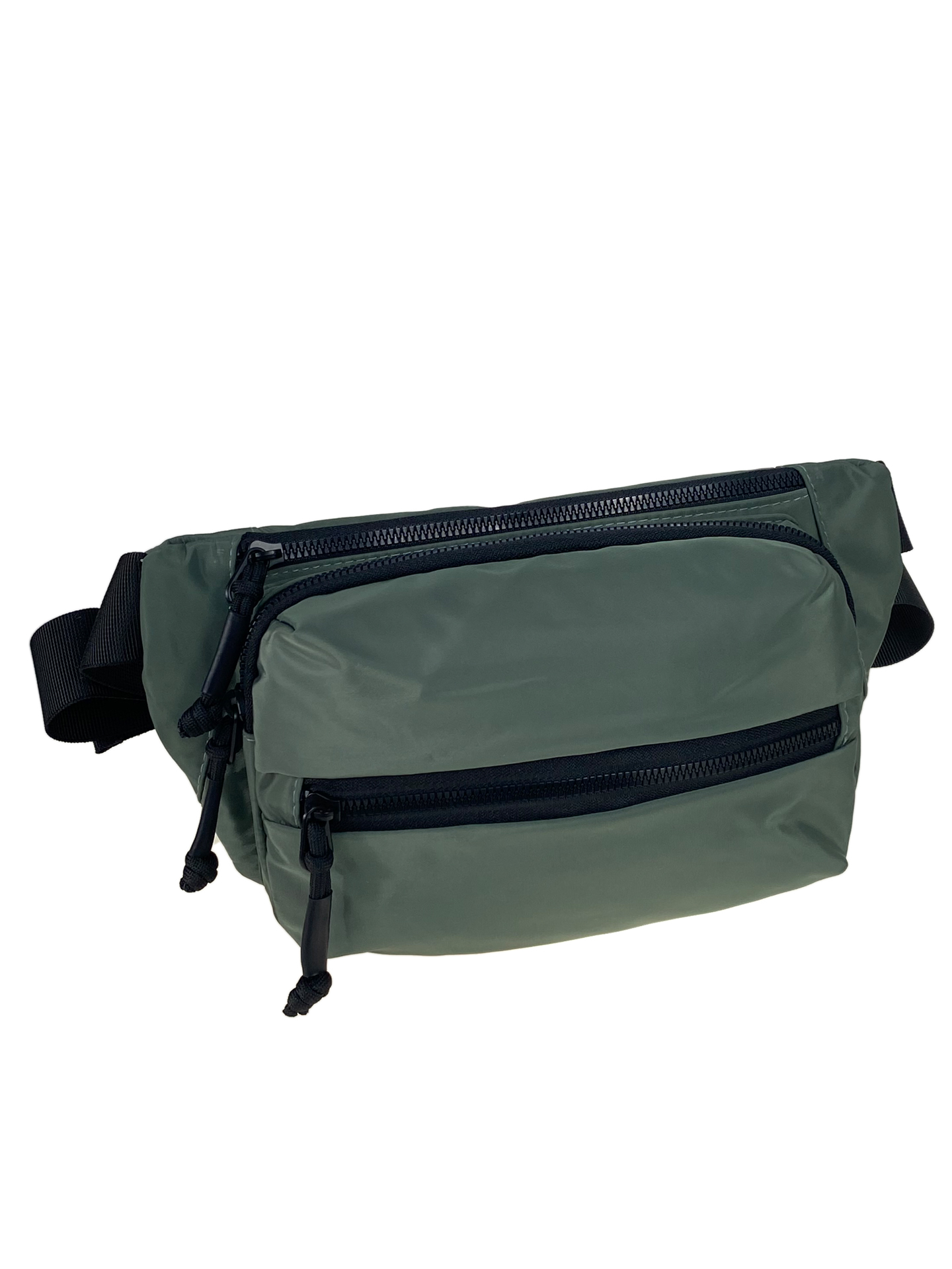 На фото 1 - Молодежная сумка на пояс из текстиля, цвет зеленый