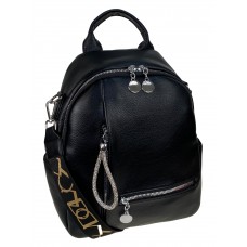На фото 1 - Сумка-рюкзак из искусственной кожи, цвет чёрный