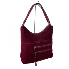 На фото 1 - Женская сумка  из натуральной замши и  искусственной кожи, цвет бордовый