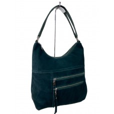 На фото 1 - Женская сумка  из натуральной замши и  искусственной кожи, цвет зеленый