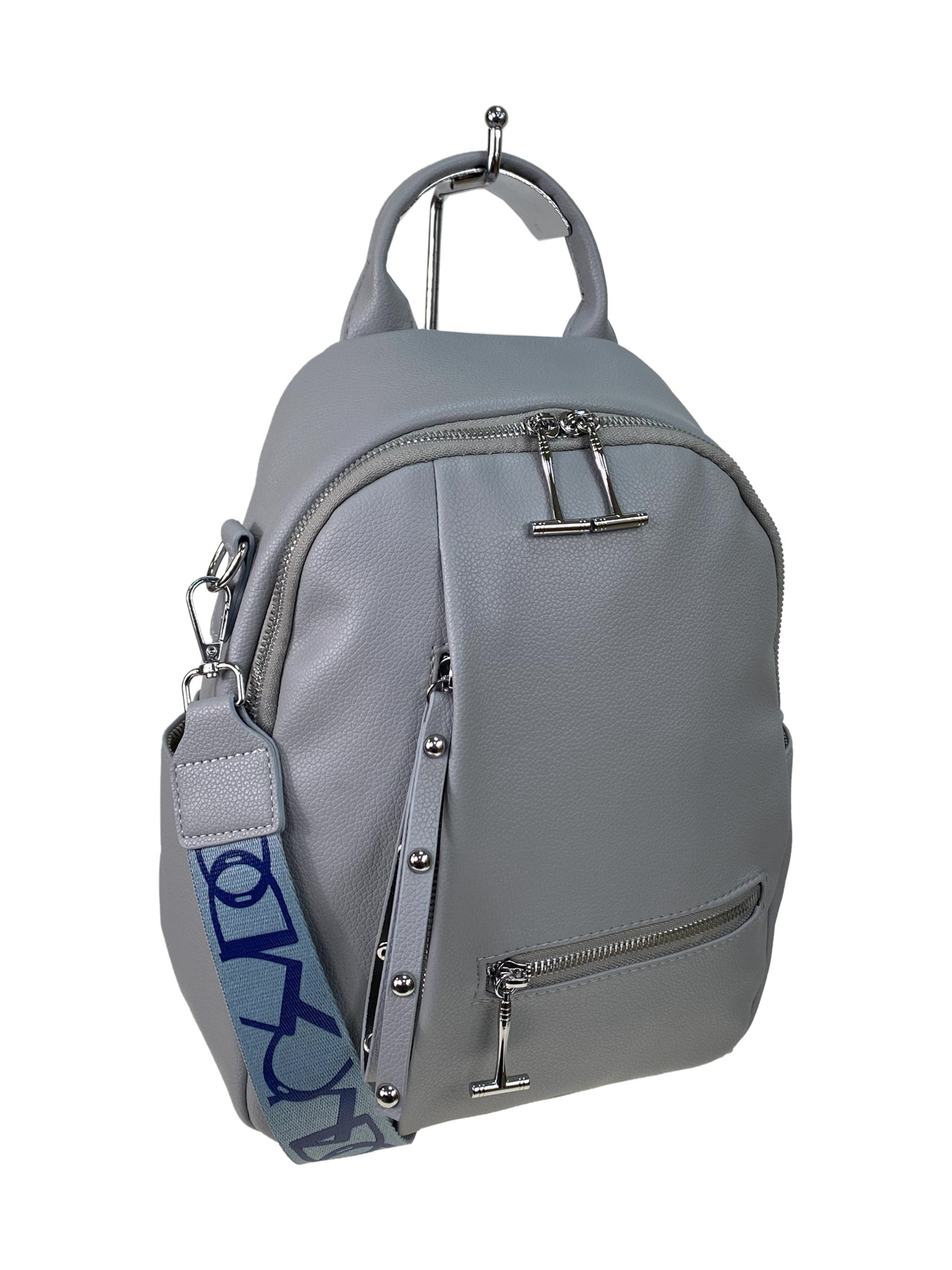 На фото 2 - Женский рюкзак   из искусственной кожи, цвет голубой