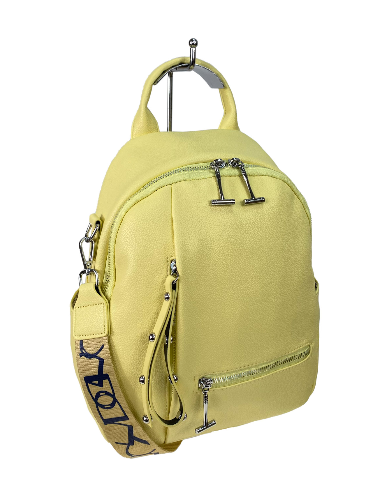 На фото 2 - Женский рюкзак   из искусственной кожи, цвет желтый 