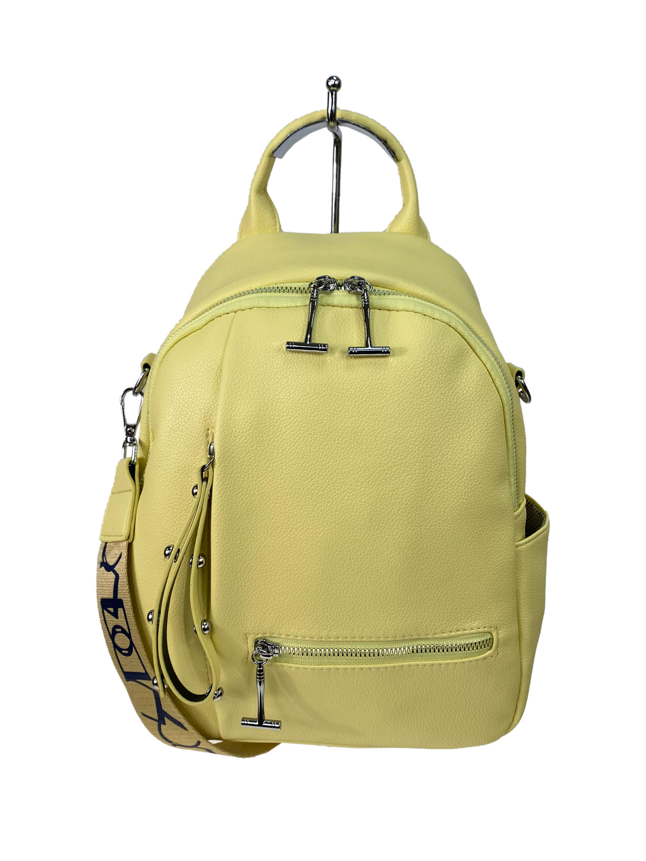 На фото 3 - Женский рюкзак   из искусственной кожи, цвет желтый 