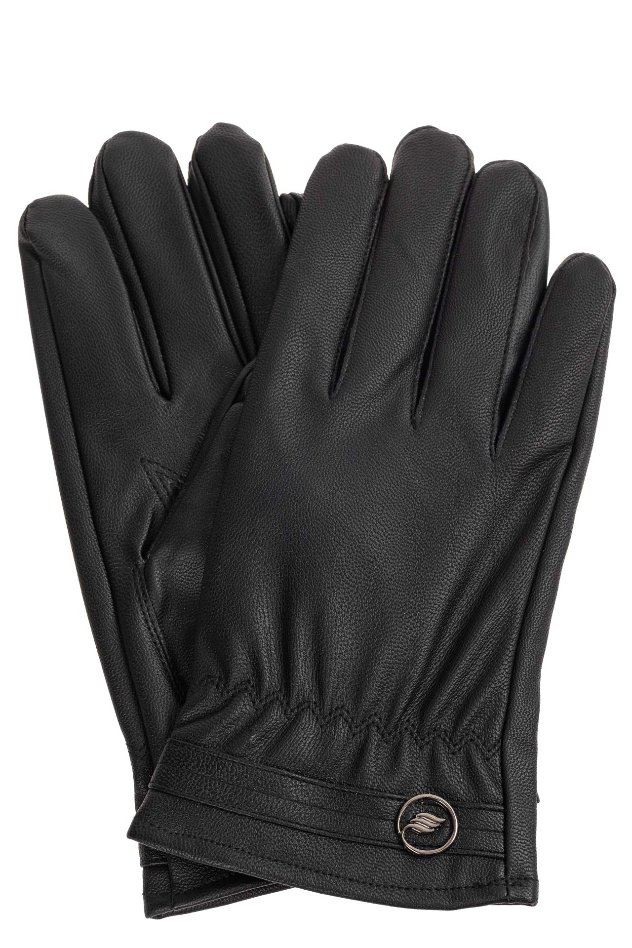 На фото 1 - Чёрные женские перчатки из мягкой искусственной кожи