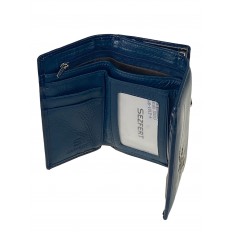 На фото 2 - Женский кошелек с фермуаром из искусственной кожи, цвет темно синий