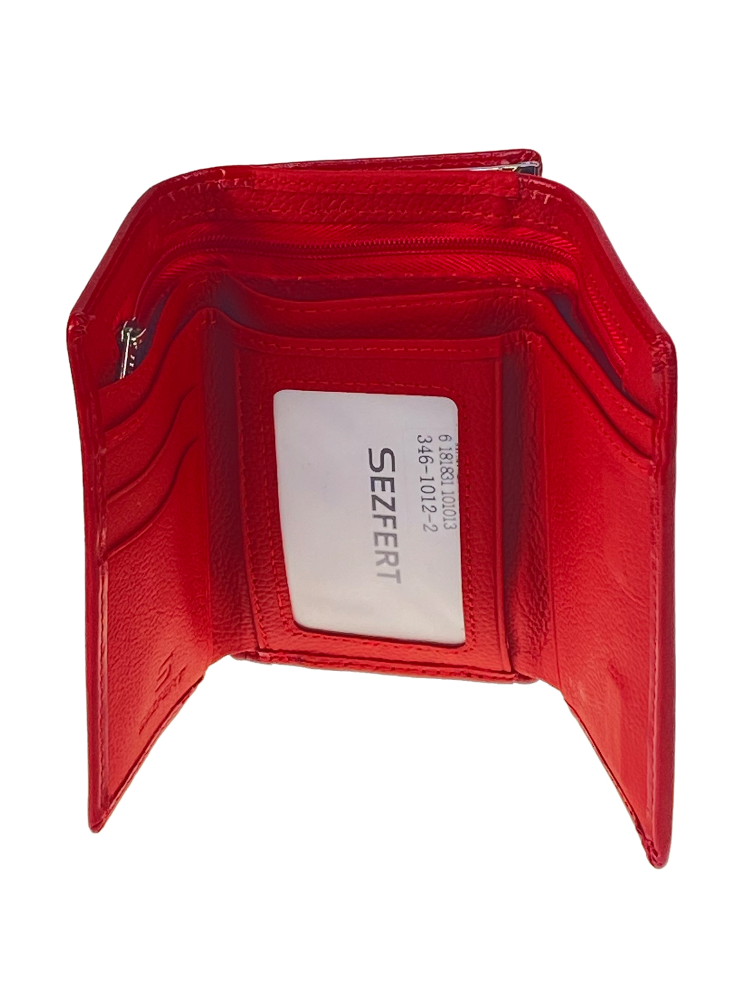 На фото 2 - Женский кошелек с фермуаром из искусственной кожи, цвет красный