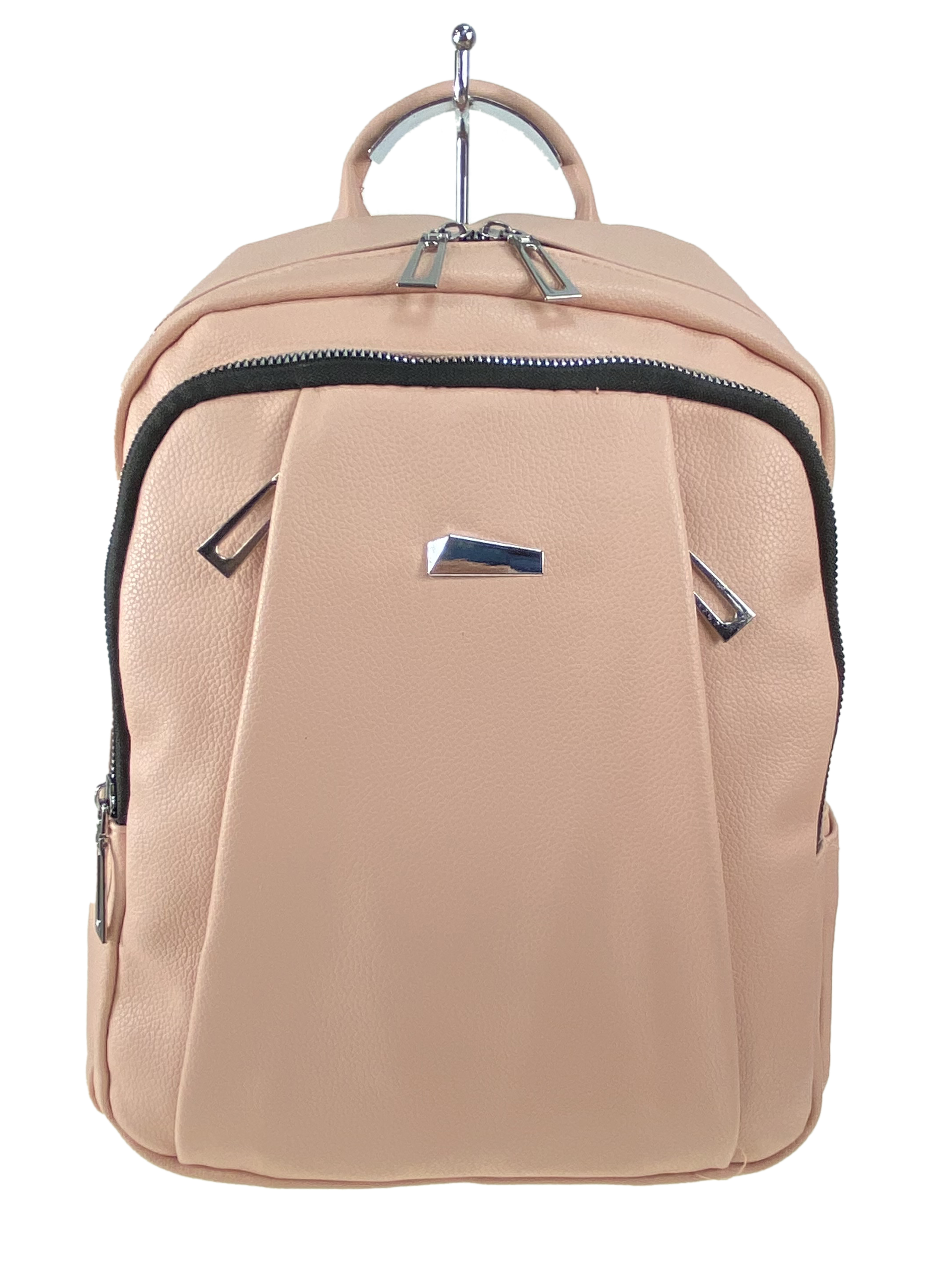 На фото 2 - Женская рюкзак  из искусственной кожи, цвет пудра