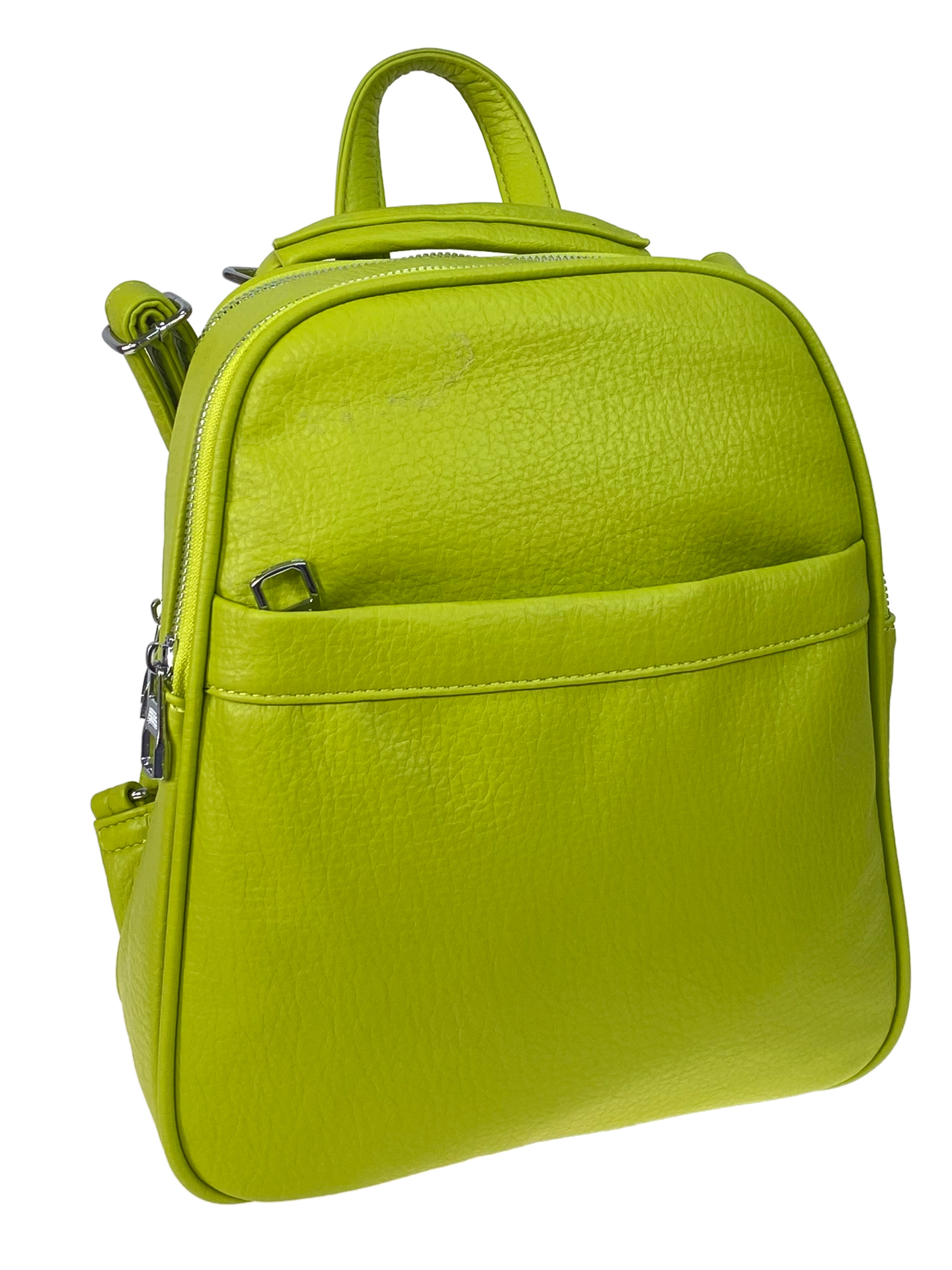 На фото 1 - Женский рюкзак из искусственной кожи, цвет лимонный