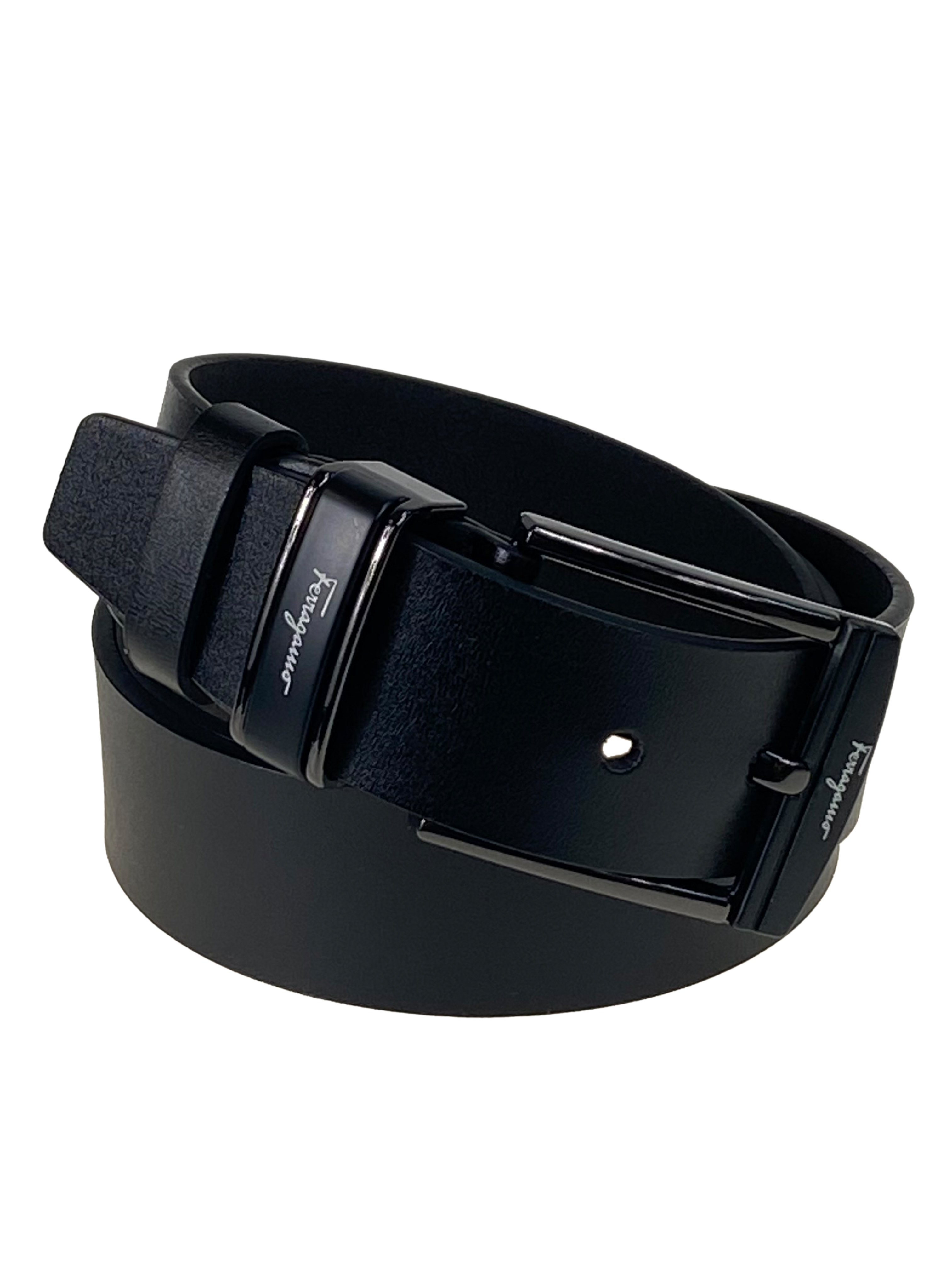 На фото 1 - Мужской ремень из натуральной кожи, цвет черный