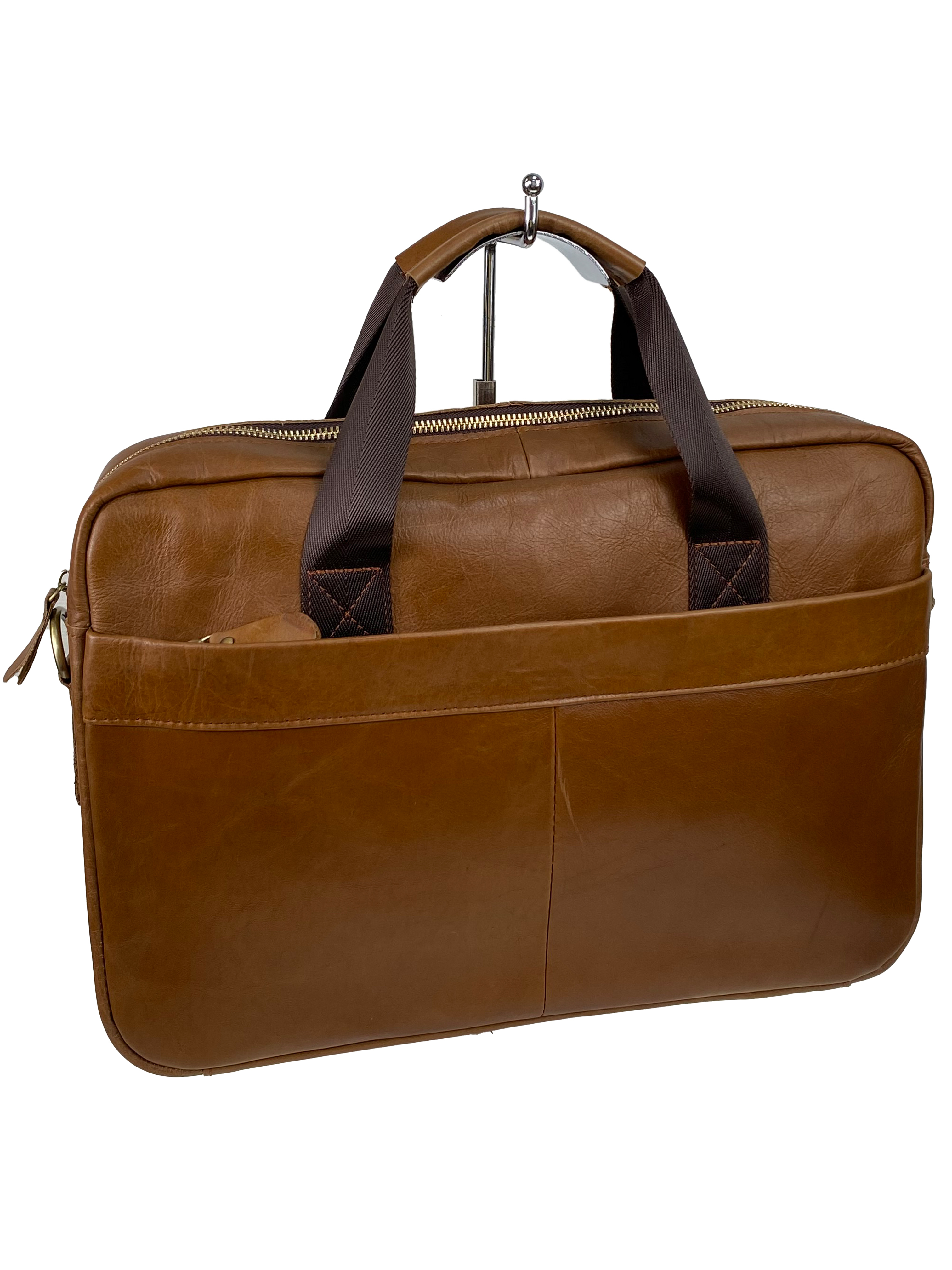На фото 1 - Мужской портфель из натуральной кожи, цвет коричневый