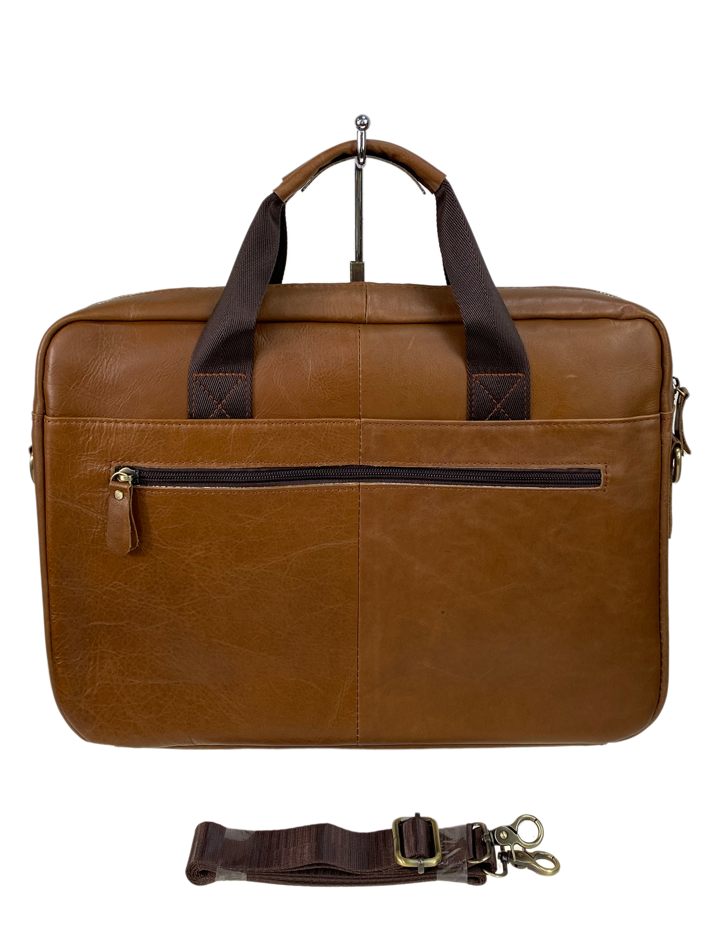 На фото 2 - Мужской портфель из натуральной кожи, цвет коричневый