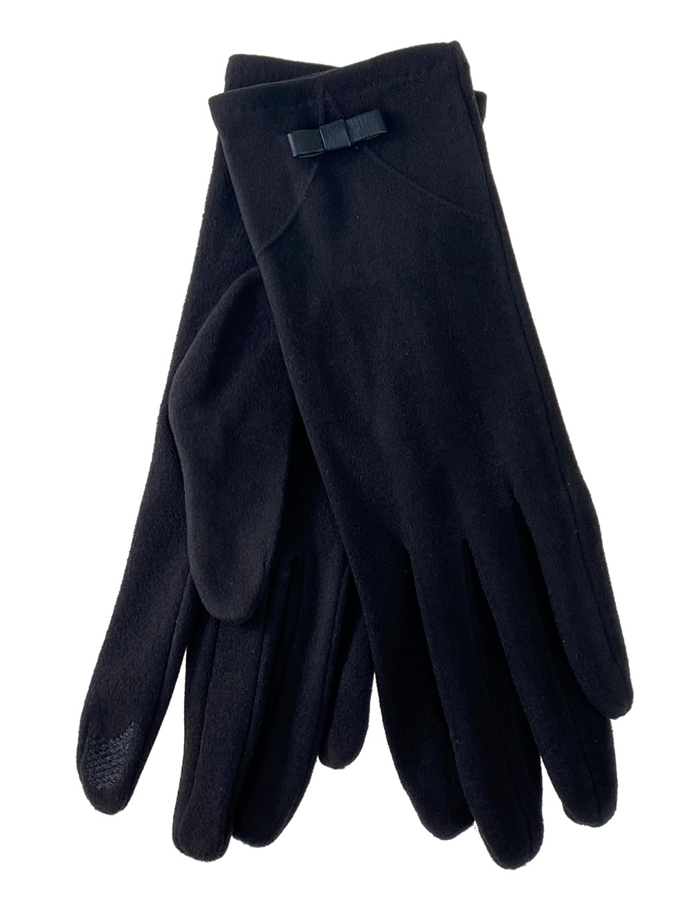 На фото 1 - Удлинённые женские перчатки из велюра, цвет чёрный
