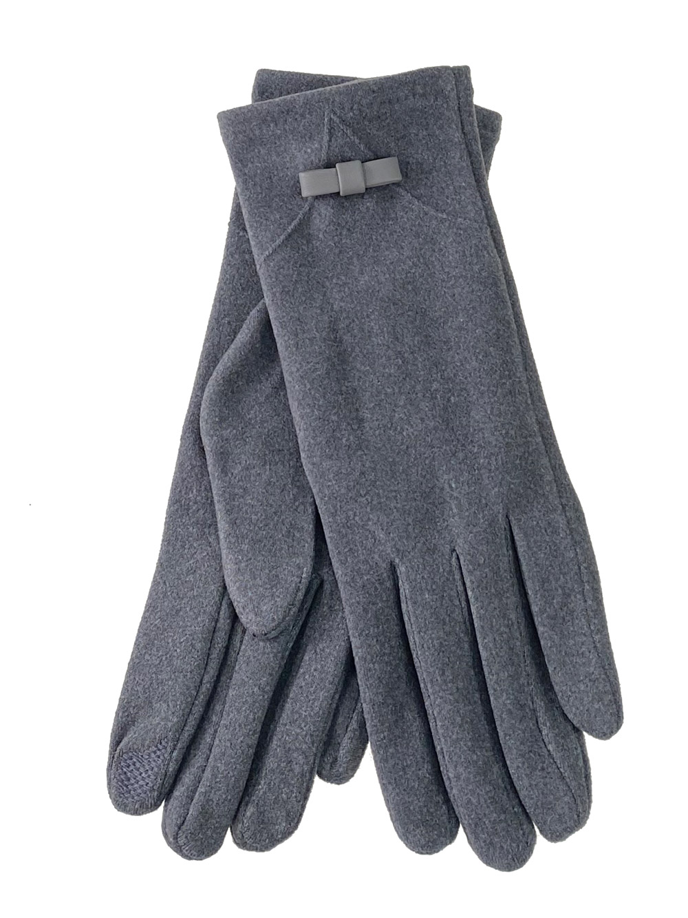 На фото 1 - Удлинённые женские перчатки из велюра, цвет серый