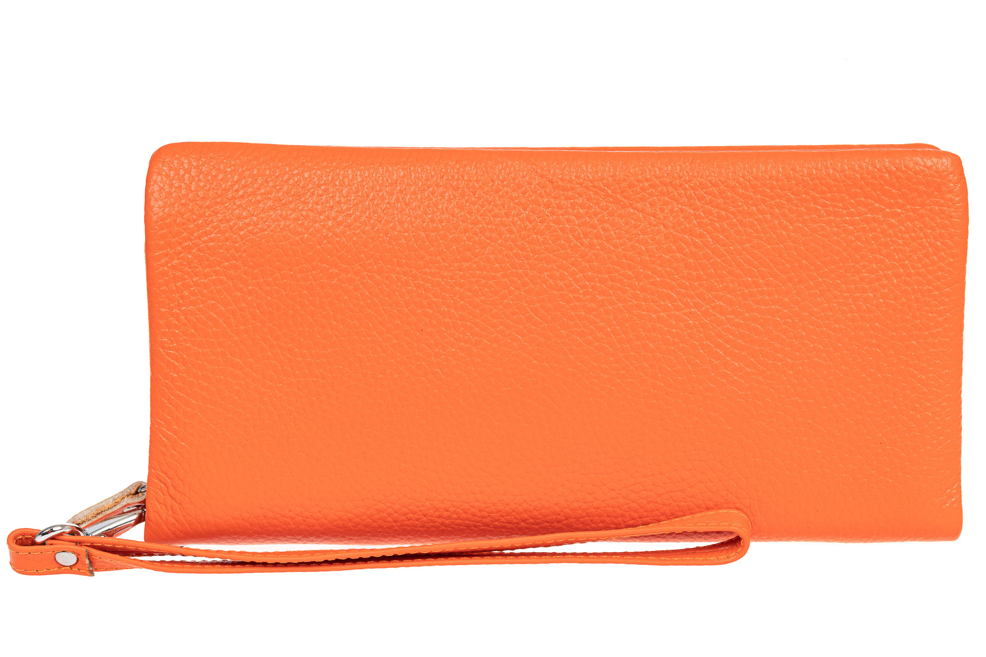 На фото 1 - Стильный кошелек-клатч женский, цвет оранжевый