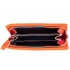 На фото 2 - Стильный кошелек-клатч женский, цвет оранжевый