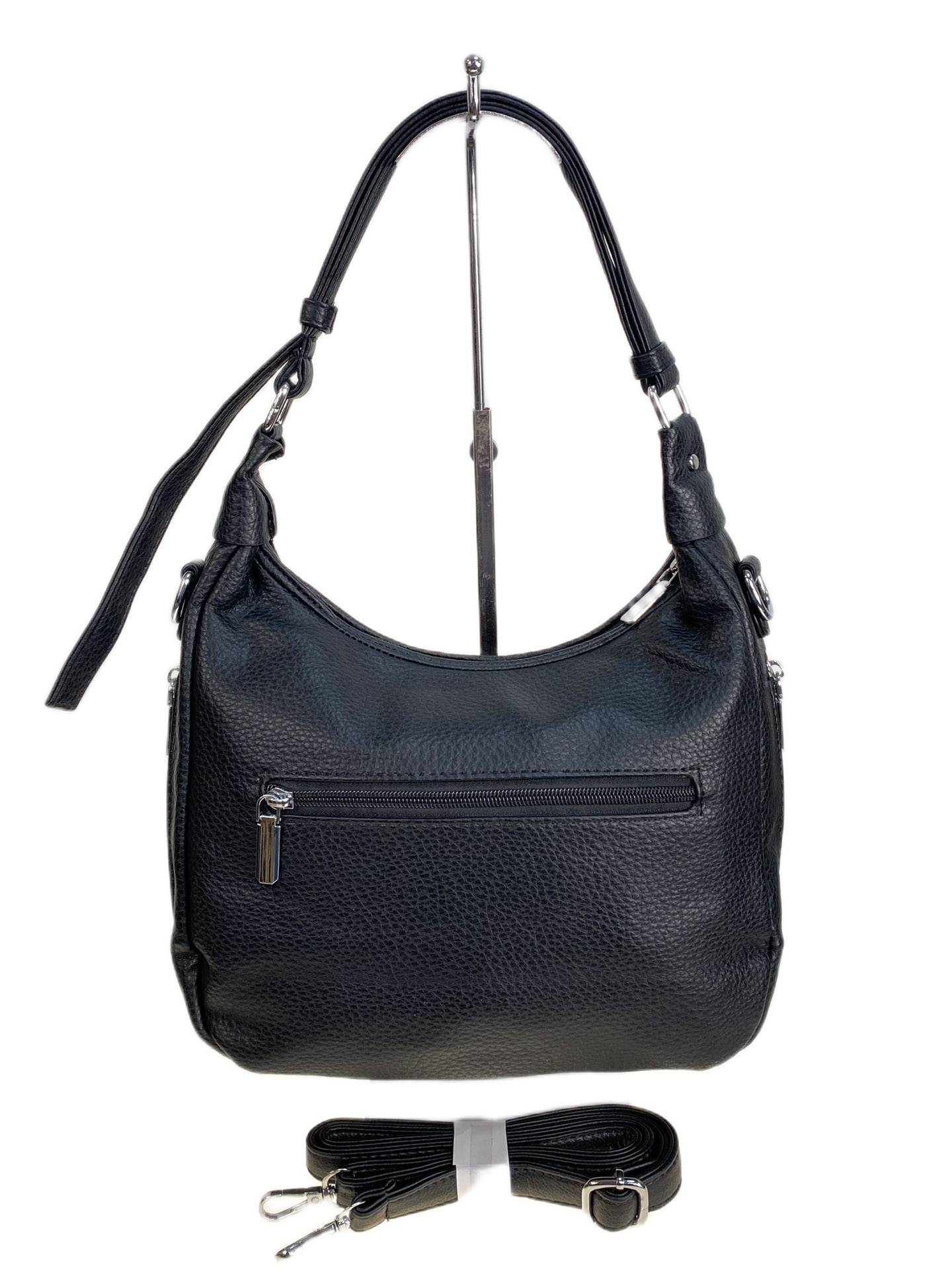 На фото 2 - Женская сумка из искусственной кожи и натуральной замши, цвет черный