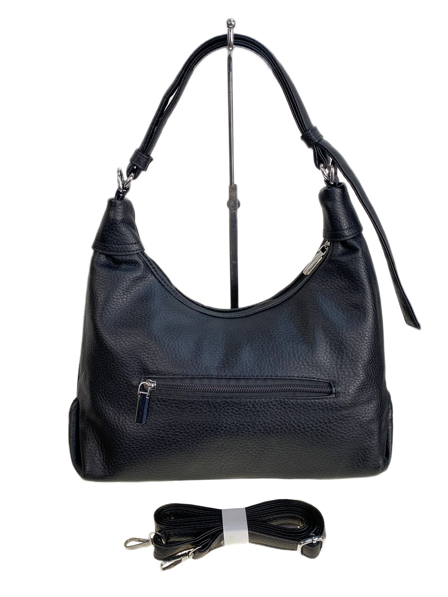 На фото 2 - Женская сумка из искусственной кожи и натуральной замши, цвет черный