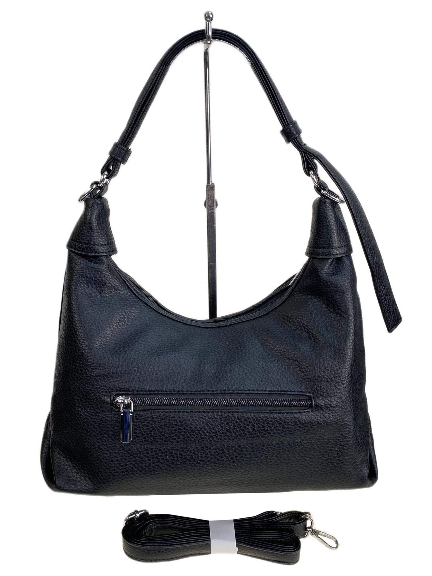 На фото 2 - Женская сумка из искусственной кожи и натуральной замши, цвет черный