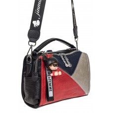 На фото 1 - Молодёжная сумка-трансформер из экокожи, цвет чёрный с красным, тёмно-синим и серым