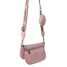 На фото 1 - Женская сумка из искусственной кожи 3 в 1, цвет розовый
