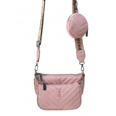 На фото 2 - Женская сумка из искусственной кожи 3 в 1, цвет розовый