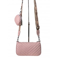 На фото 3 - Женская сумка из искусственной кожи 3 в 1, цвет розовый