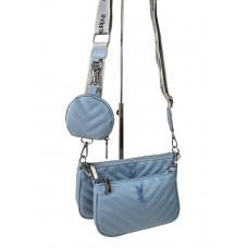 На фото 1 - Женская сумка из искусственной кожи 3 в 1, цвет голубой