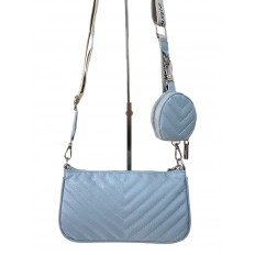 На фото 3 - Женская сумка из искусственной кожи 3 в 1, цвет голубой