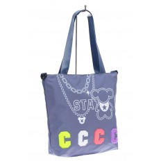На фото 3 - Женская сумка шоппер из текстиля, цвет синий