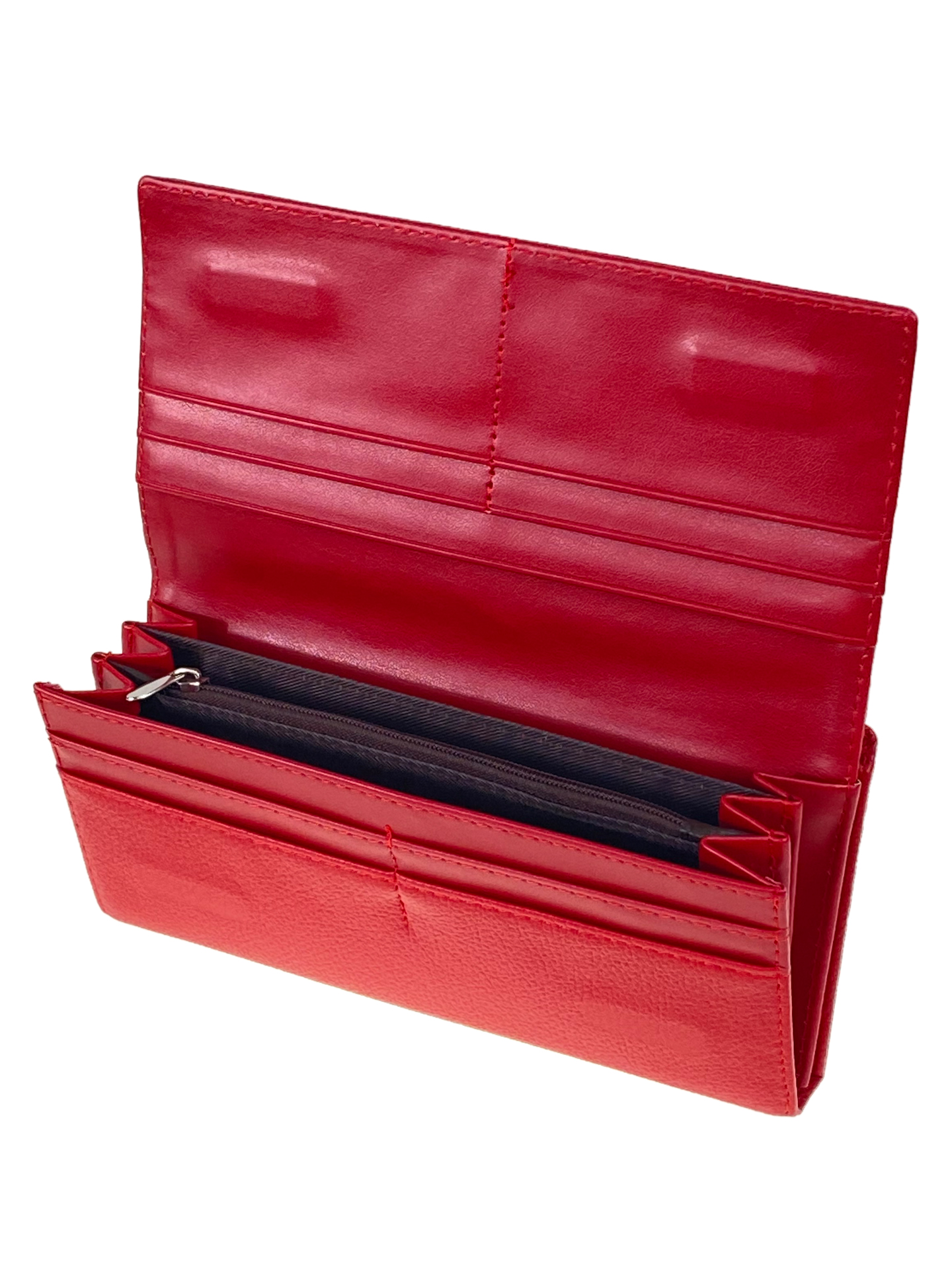 На фото 2 - Женское портмоне с фермуаром из искусственной кожи, цвет красный