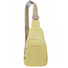 На фото 2 - Женская сумка-слинг из искусственной кожи, цвет желтый
