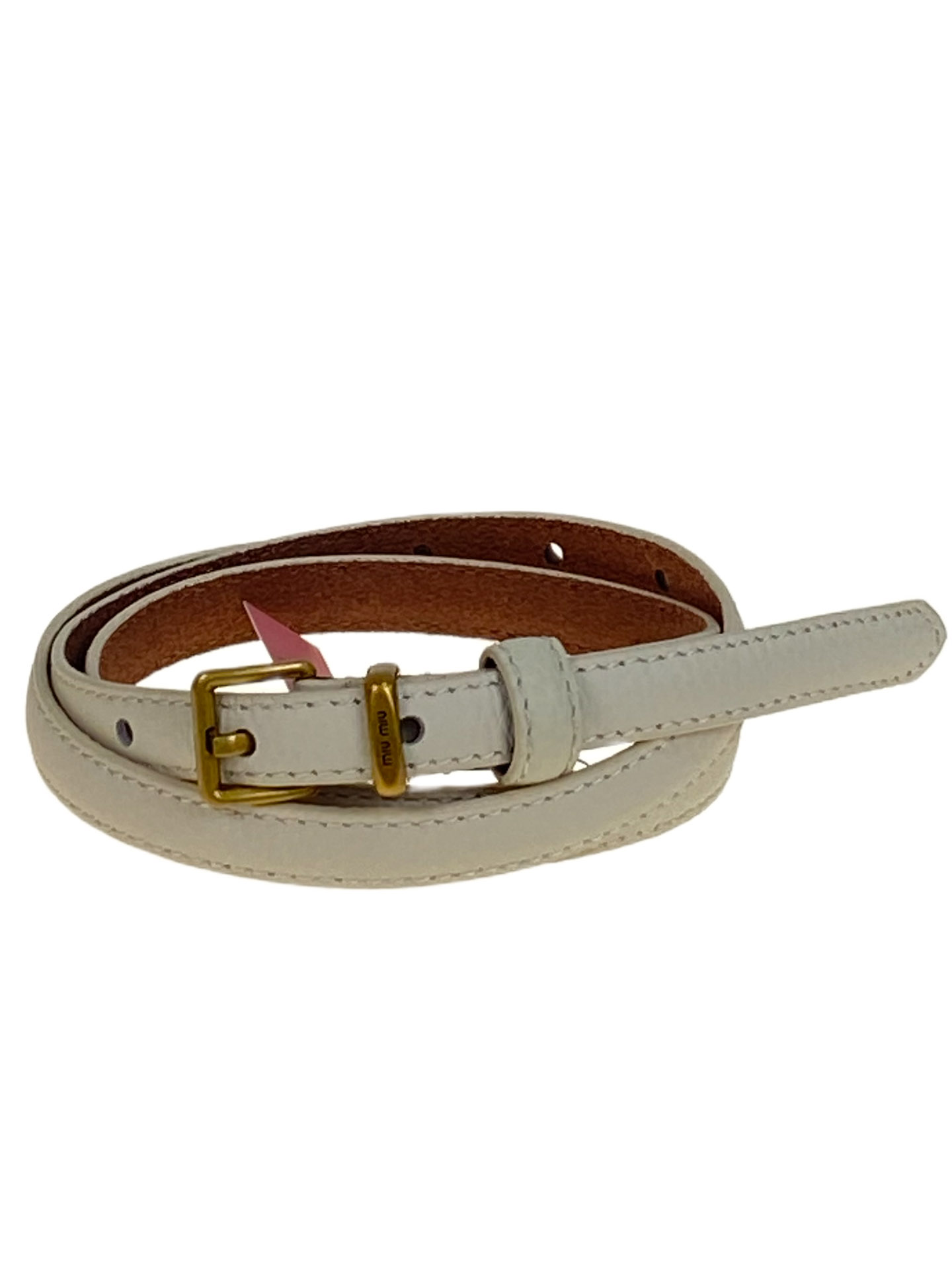 На фото 1 - Ремень женский из натуральной кожи, цвет молочный