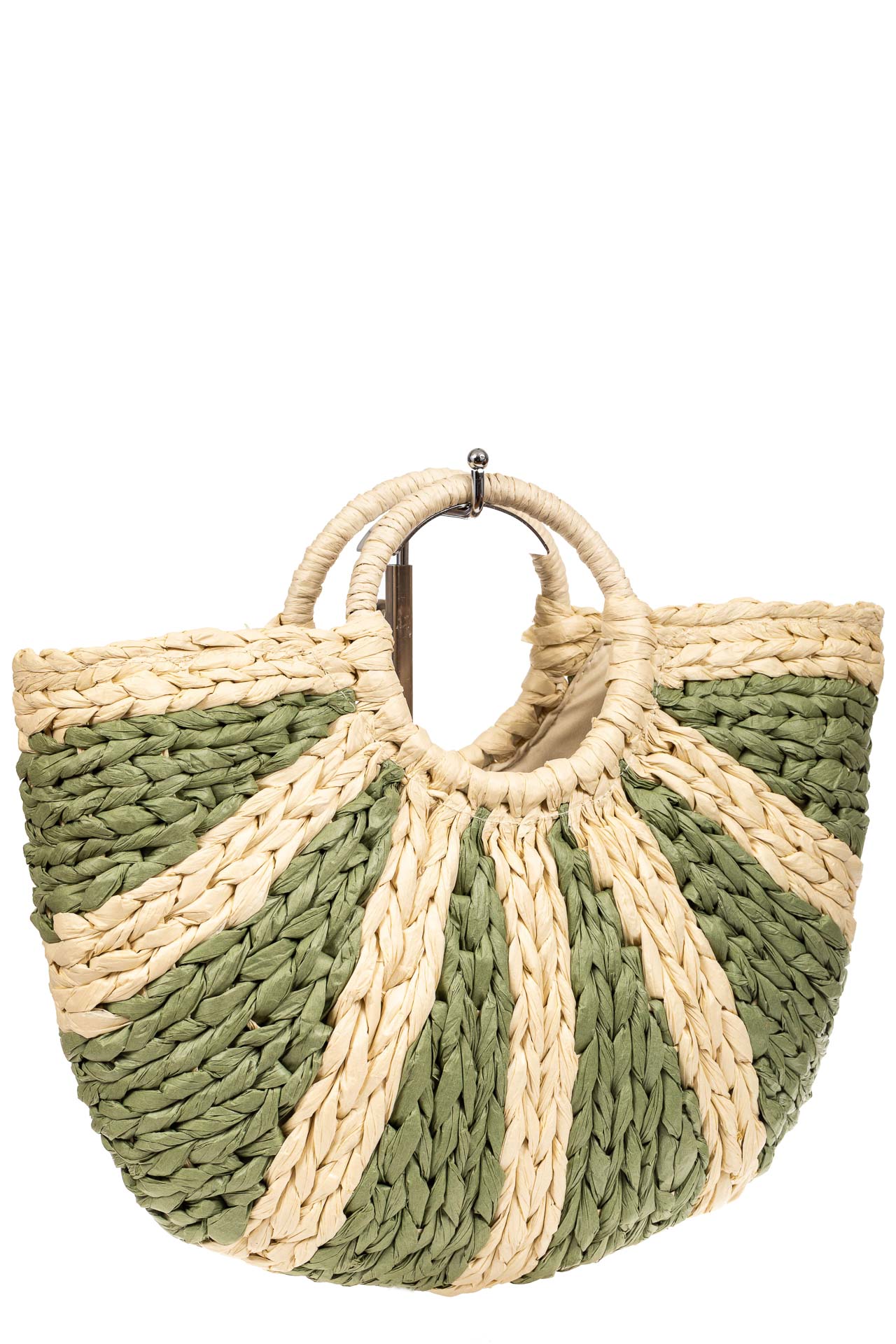 На фото 1 - Новинка: женская сумка плетеная из соломы с круглой ручкой, цвет зеленый