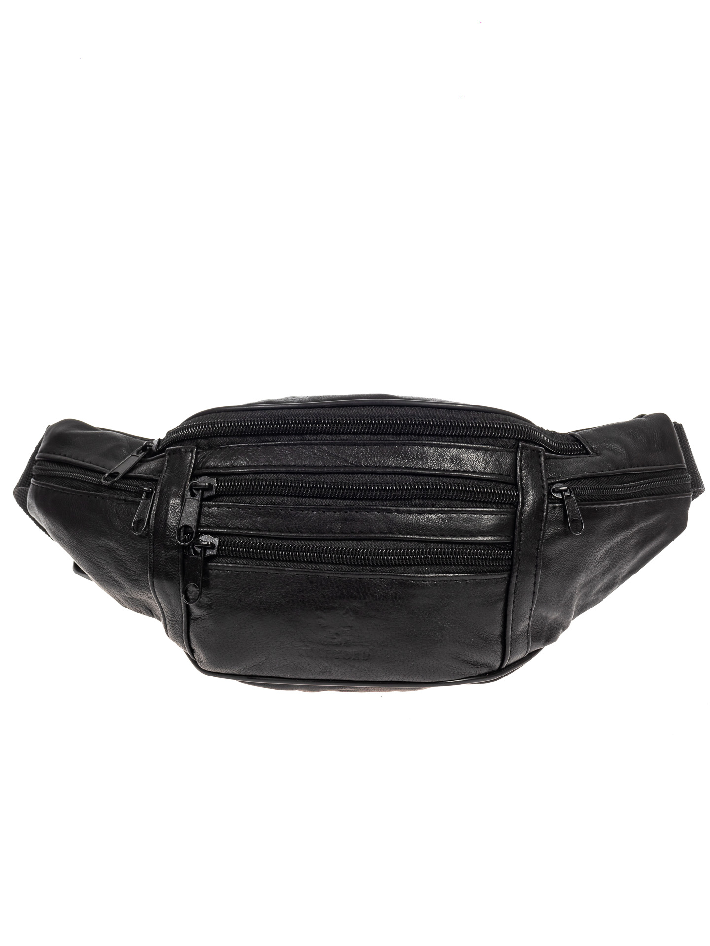 На фото 2 - Поясная мужская сумка из мягкой натуральной кожи, цвет чёрный