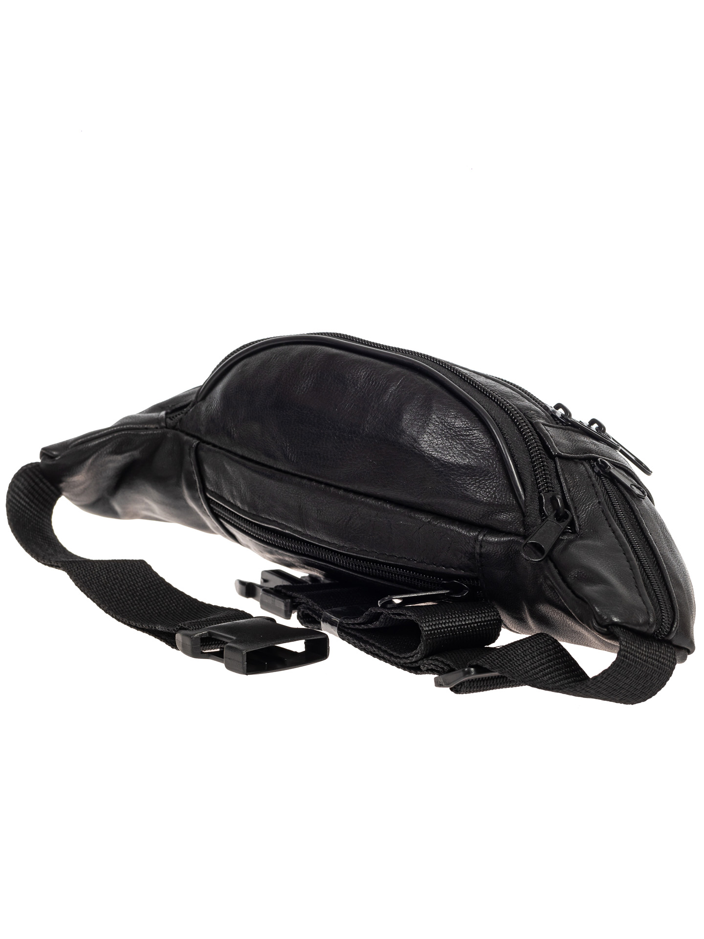 На фото 3 - Поясная мужская сумка из мягкой натуральной кожи, цвет чёрный