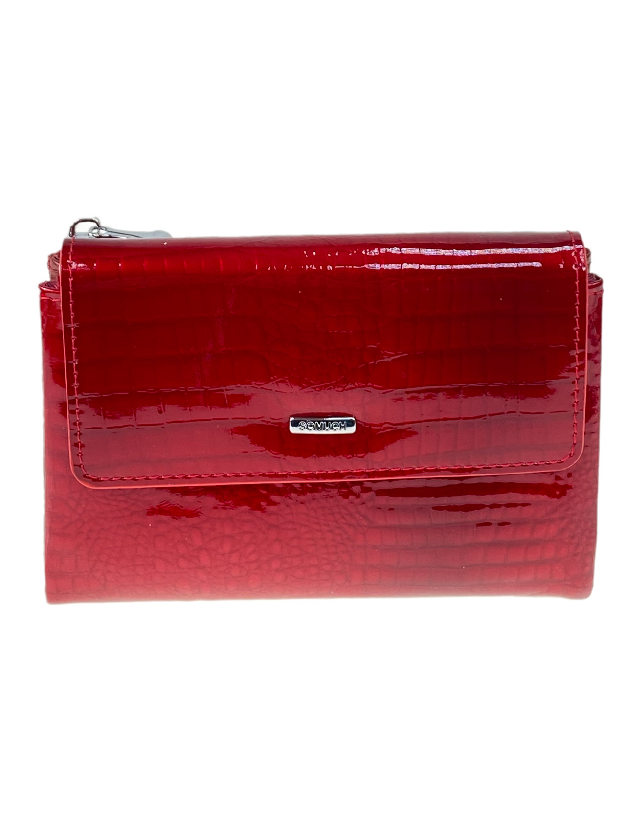 На фото 1 - Женское портмоне из натуральной кожи, цвет ярко красный