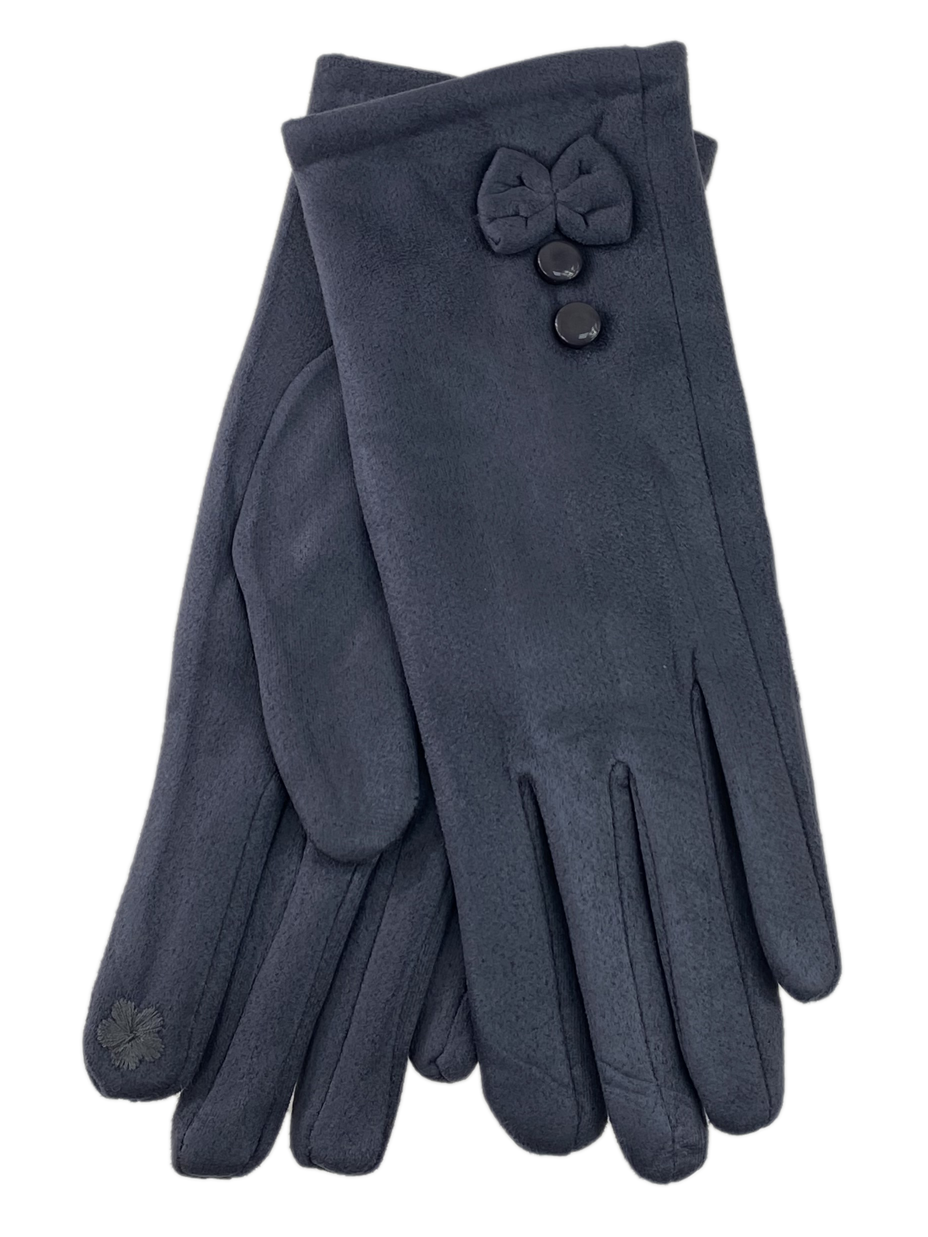 На фото 1 - Женские перчатки из велюра, цвет серый