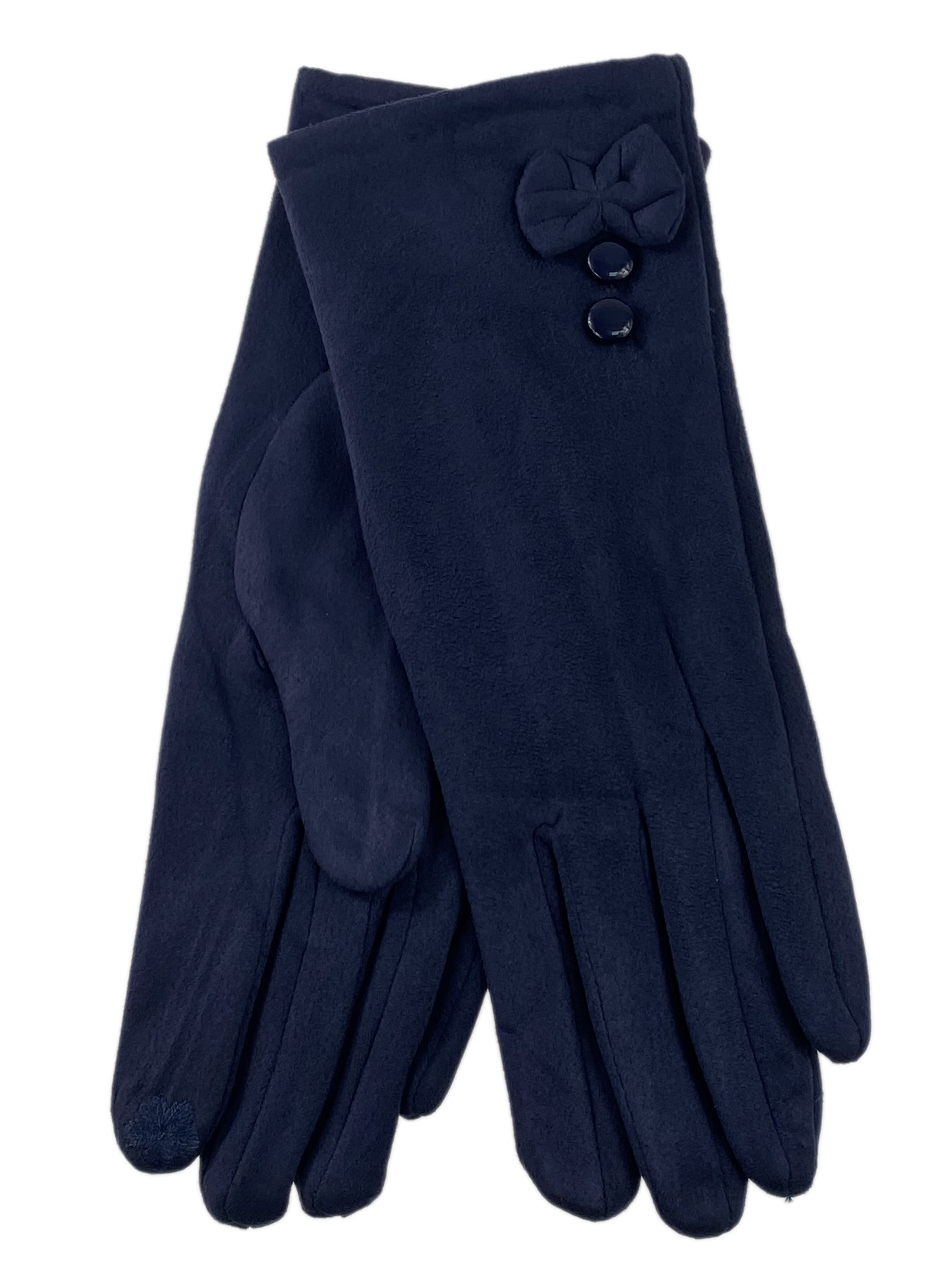 На фото 1 - Женские перчатки из велюра, цвет синий
