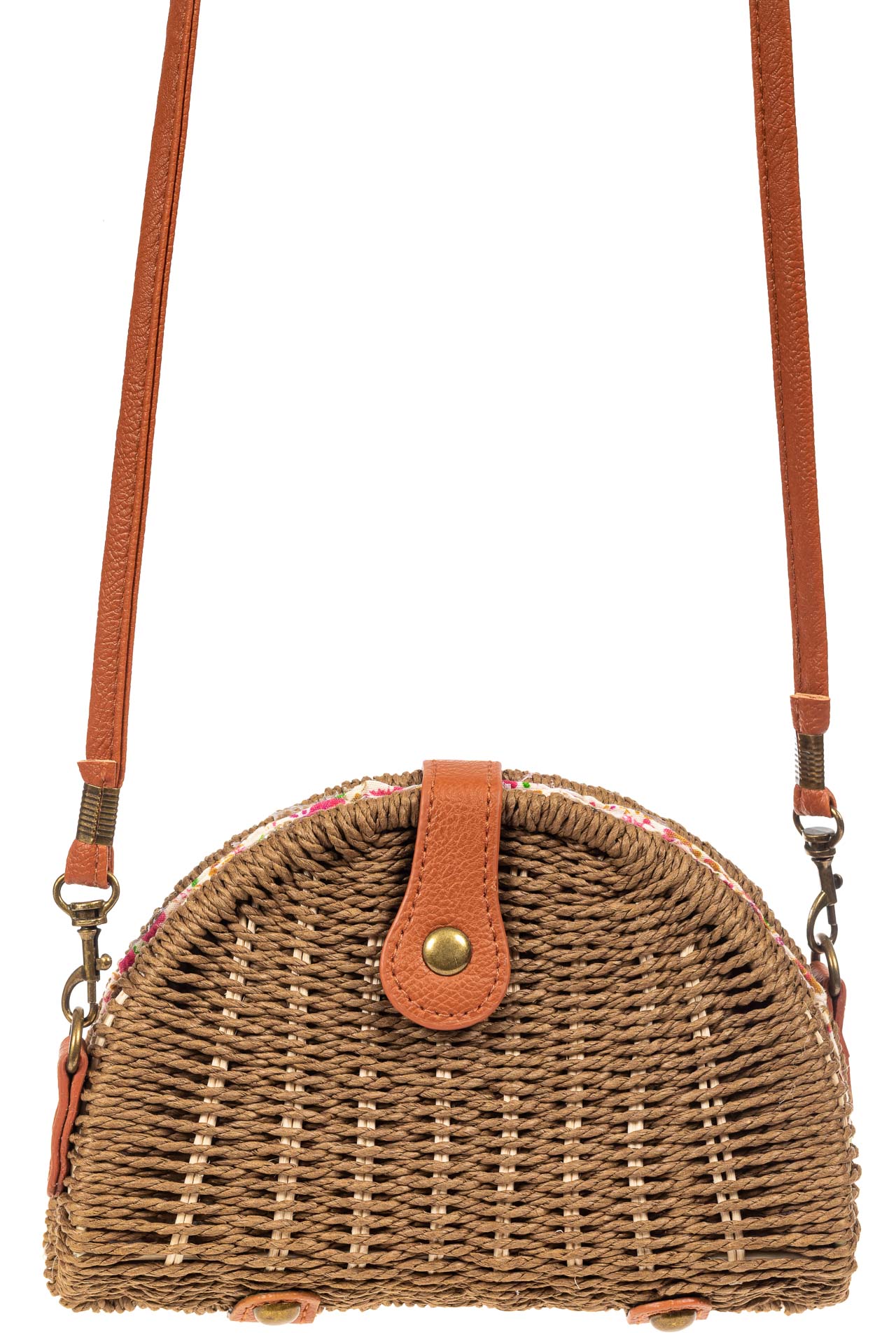 На фото 2 - Компактная соломенная сумка на длинном ремешке, цвет крафт