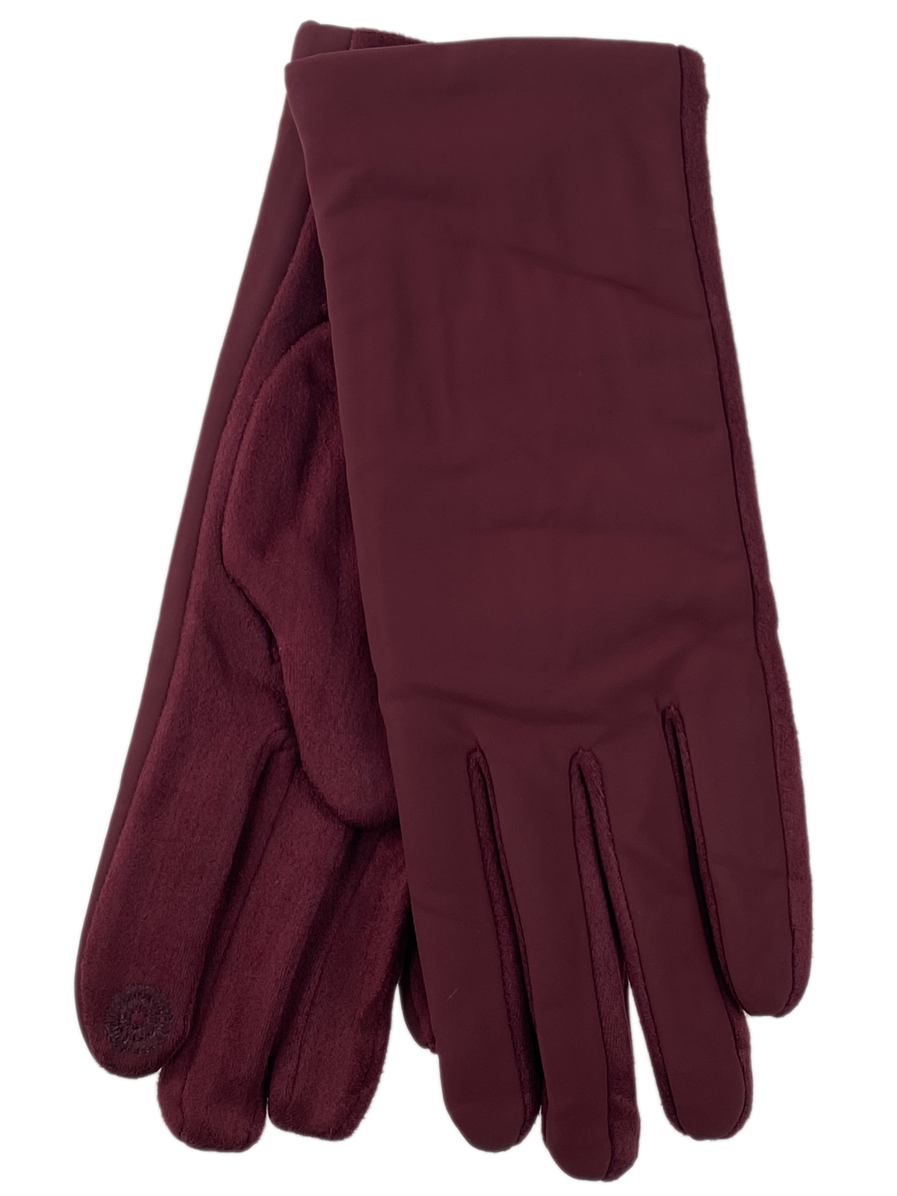 На фото 1 - Теплые женские перчатки, цвет бордовый
