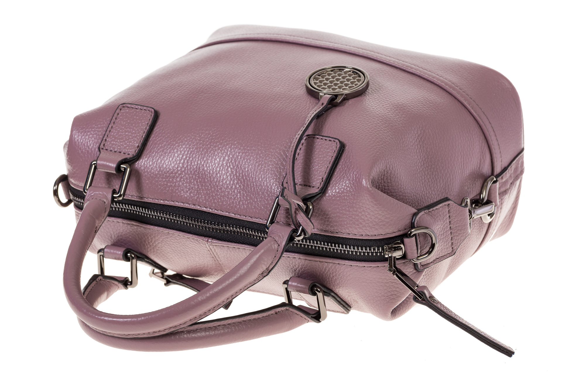 На фото 4 - Мягкая женская сумка из кожи розового цвета 3858AK