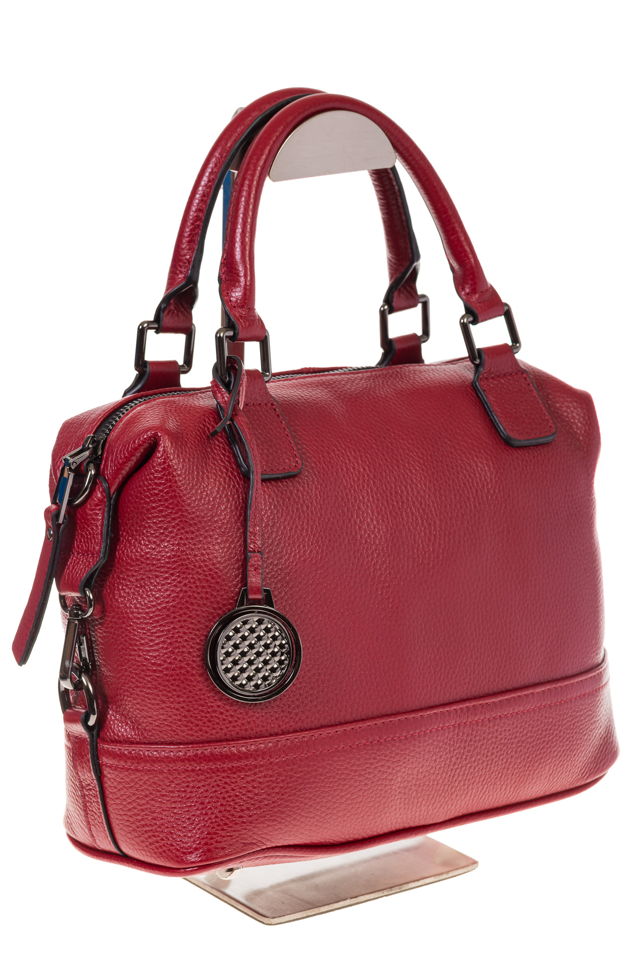На фото 1 - Мягкая женская сумка из кожи красного цвета 3858AK