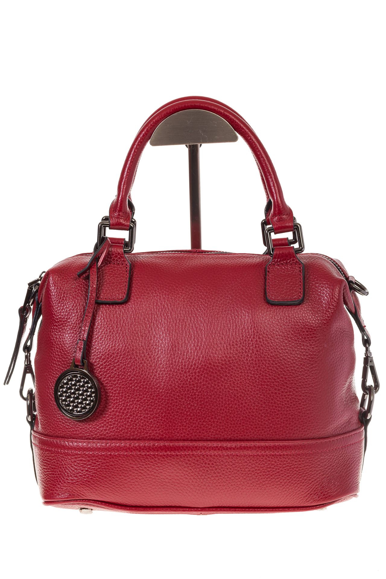 На фото 2 - Мягкая женская сумка из кожи красного цвета 3858AK