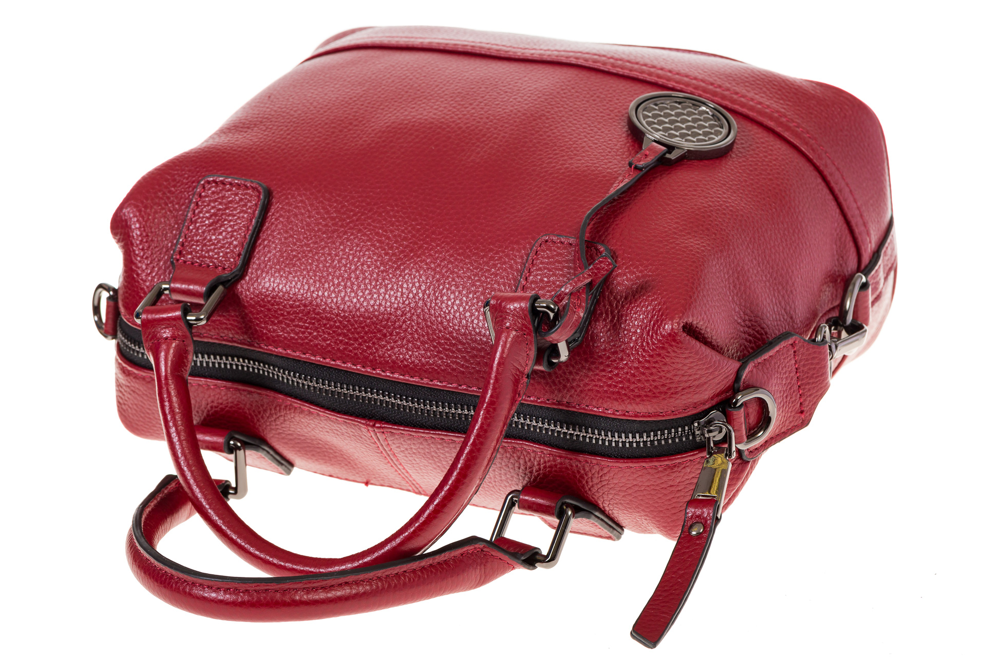 На фото 4 - Мягкая женская сумка из кожи красного цвета 3858AK