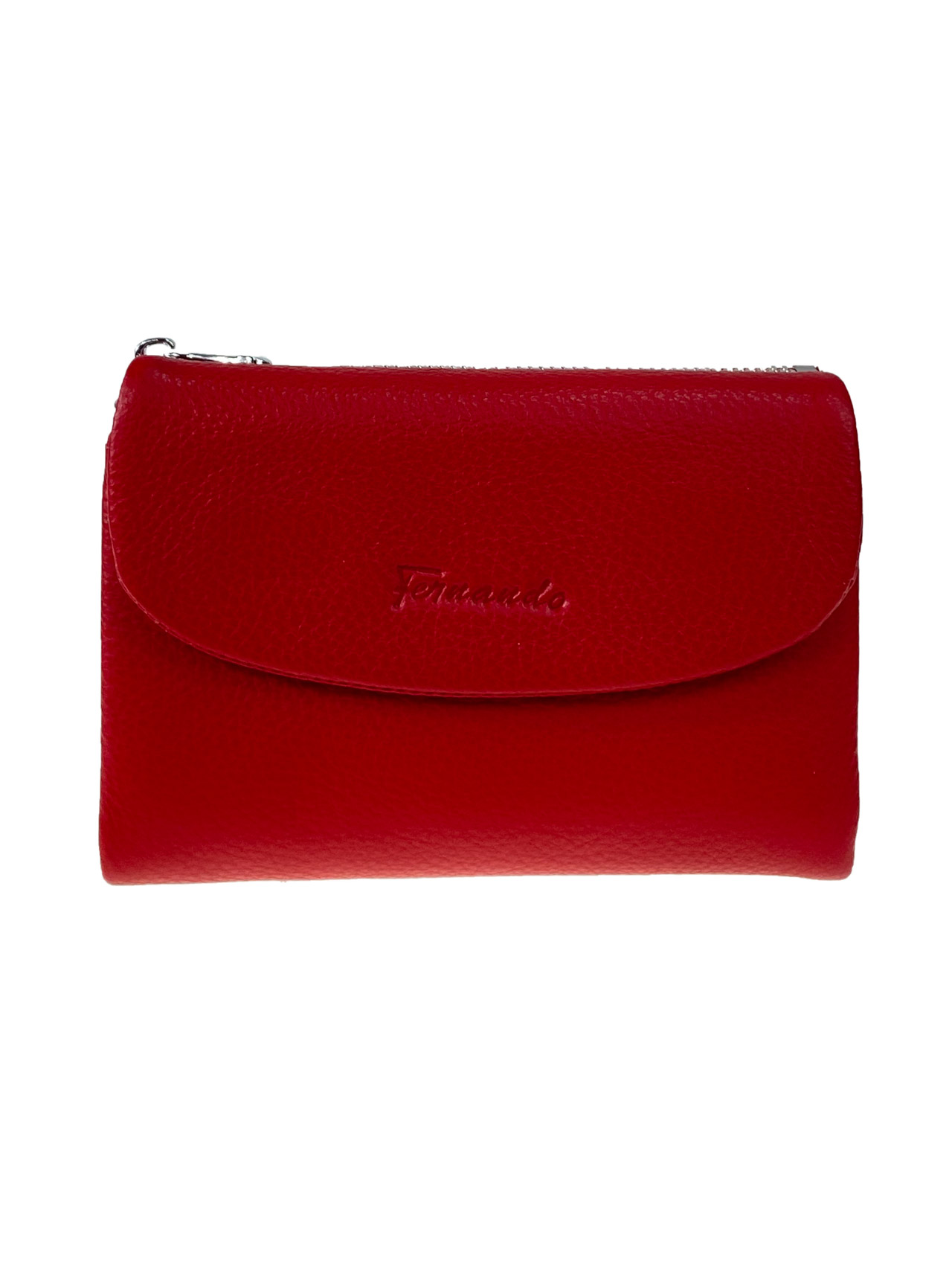 На фото 1 - Женский кошелек из фактурной натуральной кожи, цвет красный