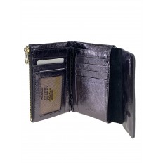 На фото 2 - Женский бумажник из кожи, цвет тёмное серебро