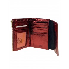 На фото 2 - Женский бумажник из кожи, цвет красный