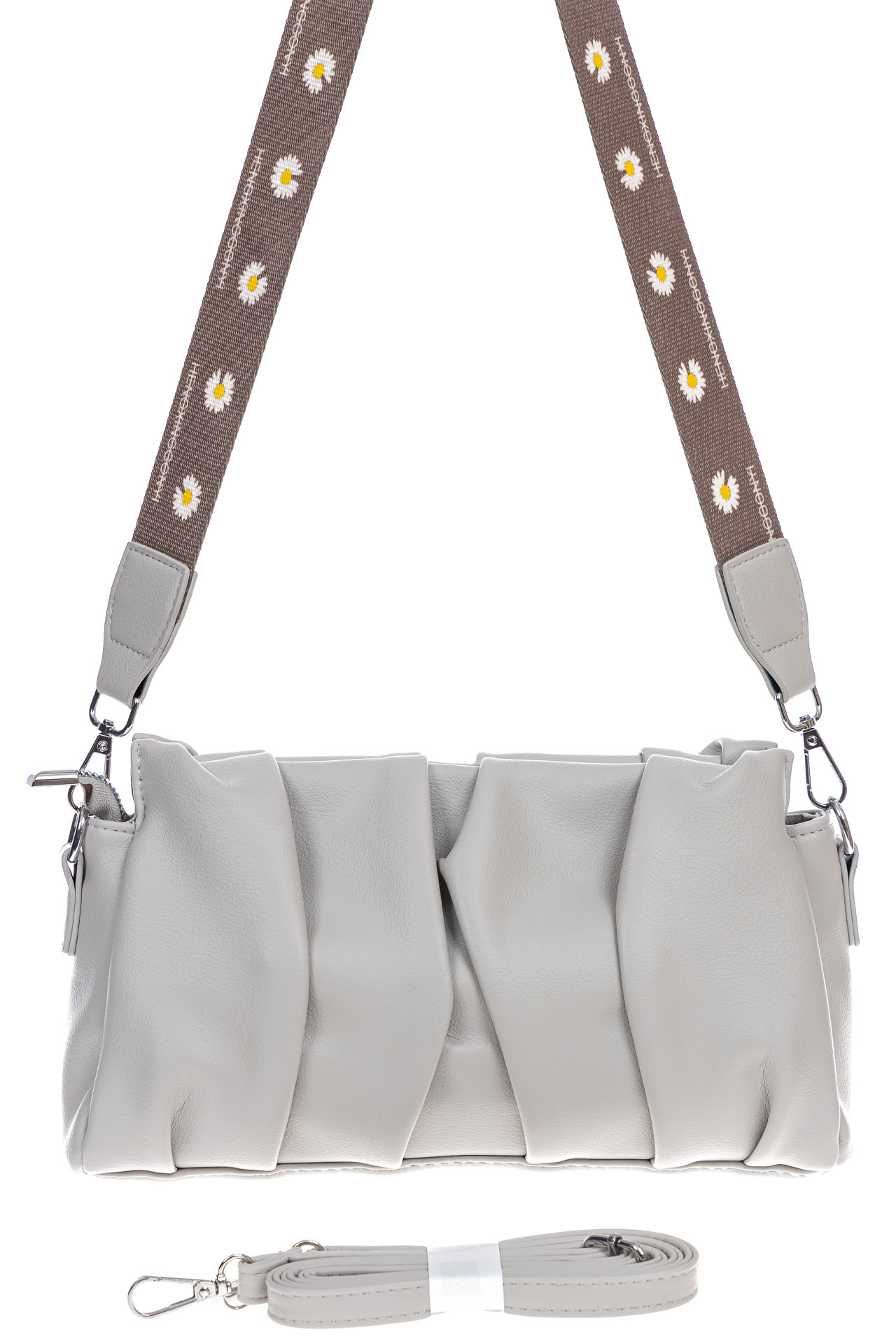 На фото 2 - Женская сумка из искусственной кожи, цвет светло серый