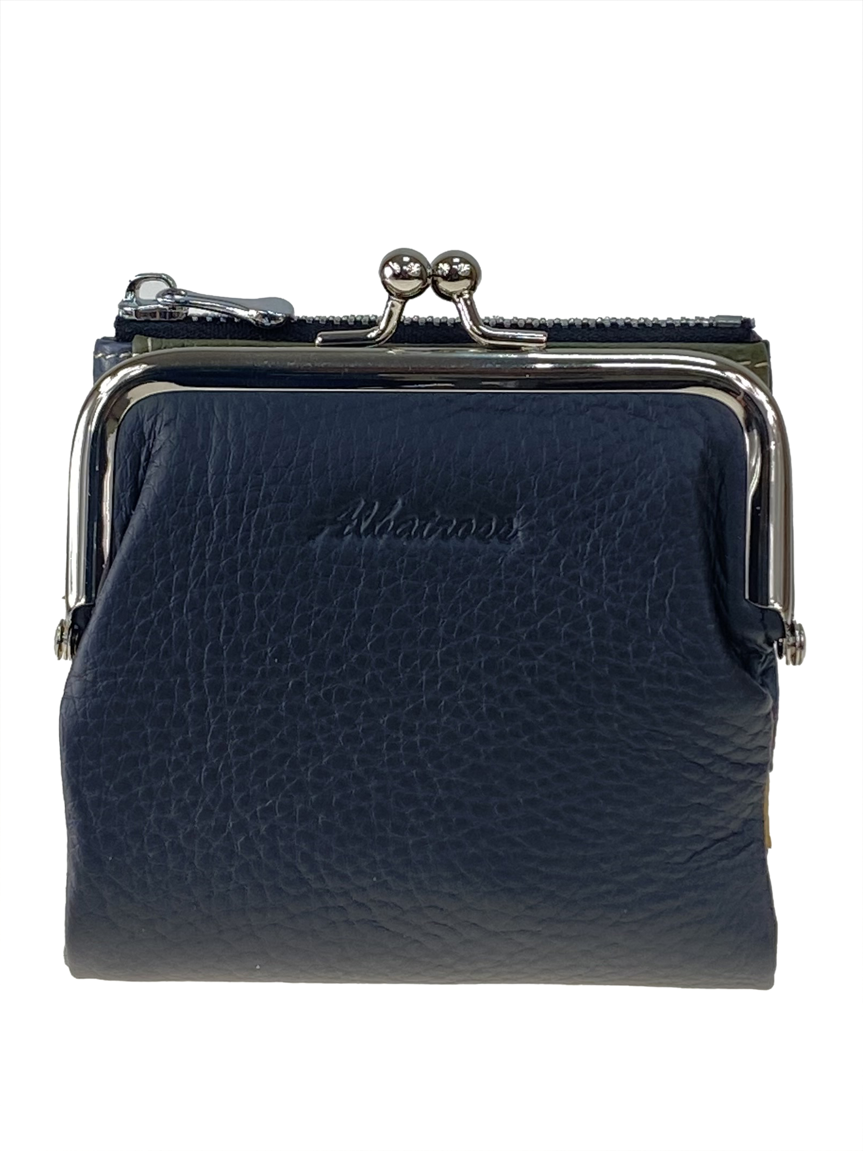 На фото 1 - Кожаный женский кошелёк с фермуаром, цвет чёрный